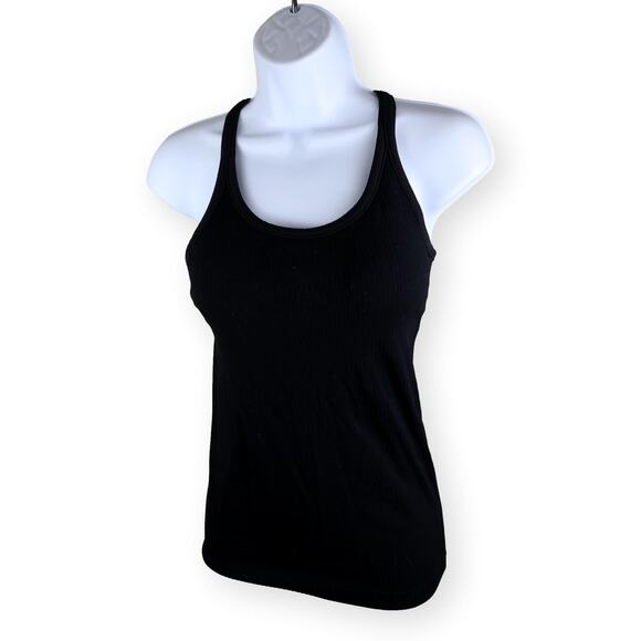 Black Ribbed Racerback Athletic Top S - Picture 1 of 5